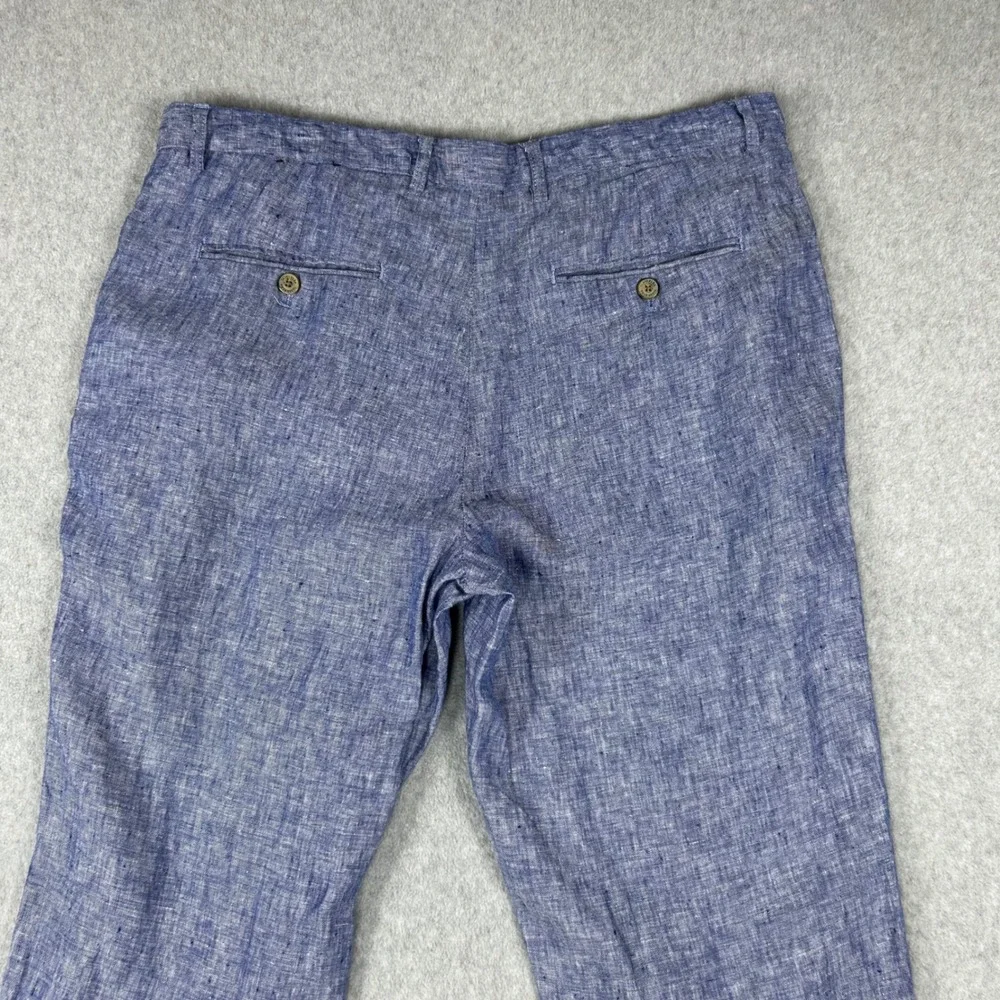 Tasso Elba pants men's 36x32 100 linen  summer resort luxury blue